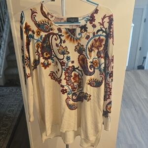Premise Cream Paisley Long Sleeve Top